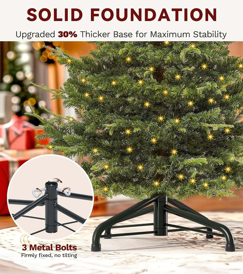 DWVO 6.5FT Prelit Iced Aspen Fir Artificial Christmas Tree with Remoter