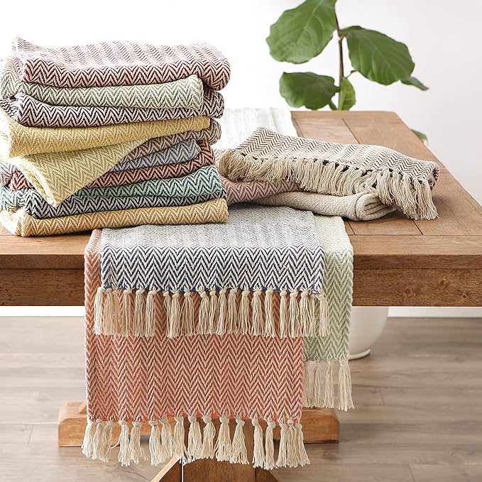 DII Woven Basic Tabletop Collection, Chevron Table Runner, 15x108, Stone