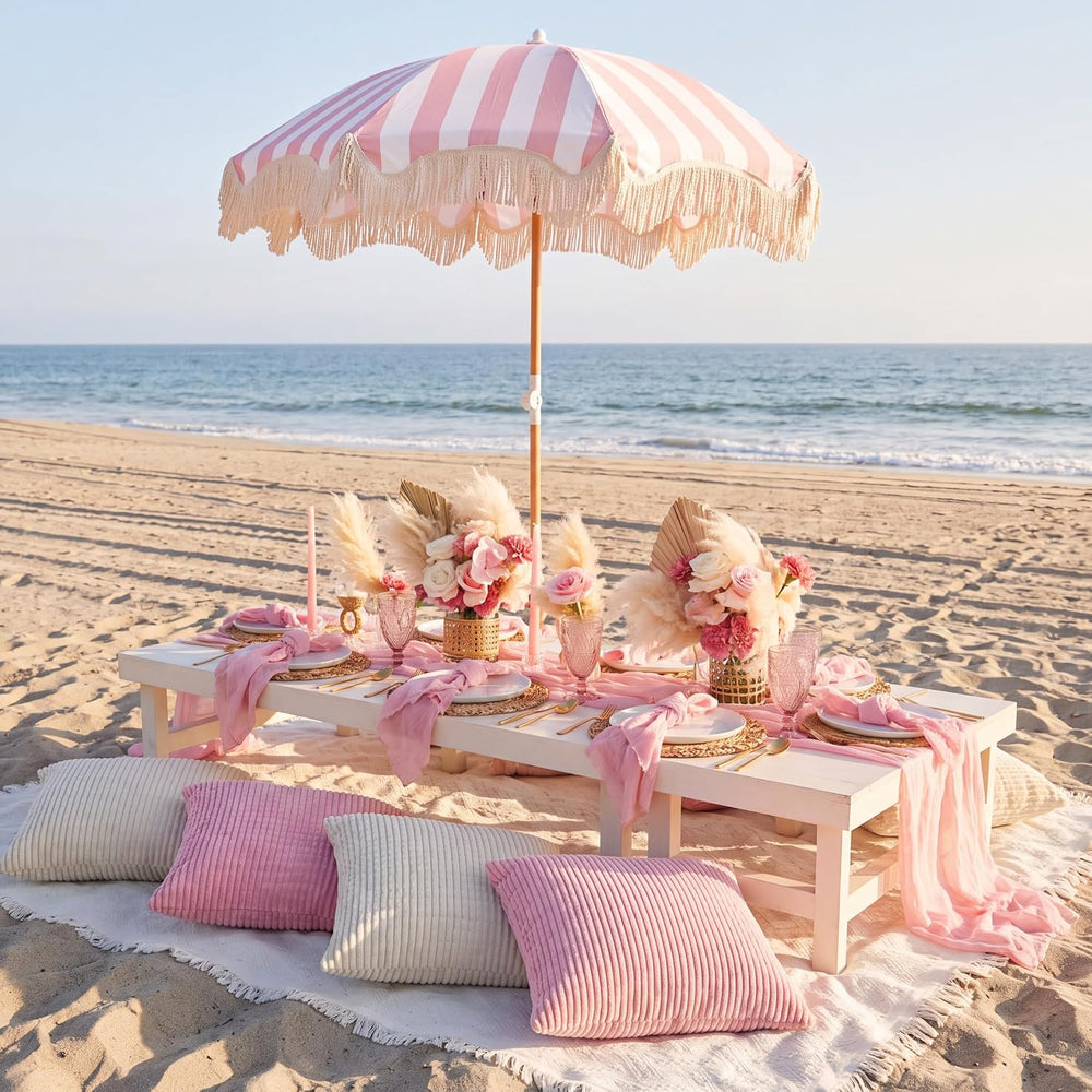 14 Pack Extra Large Pink Picnic Blanket Kit 91x71'' Outdoor Boho Pink...