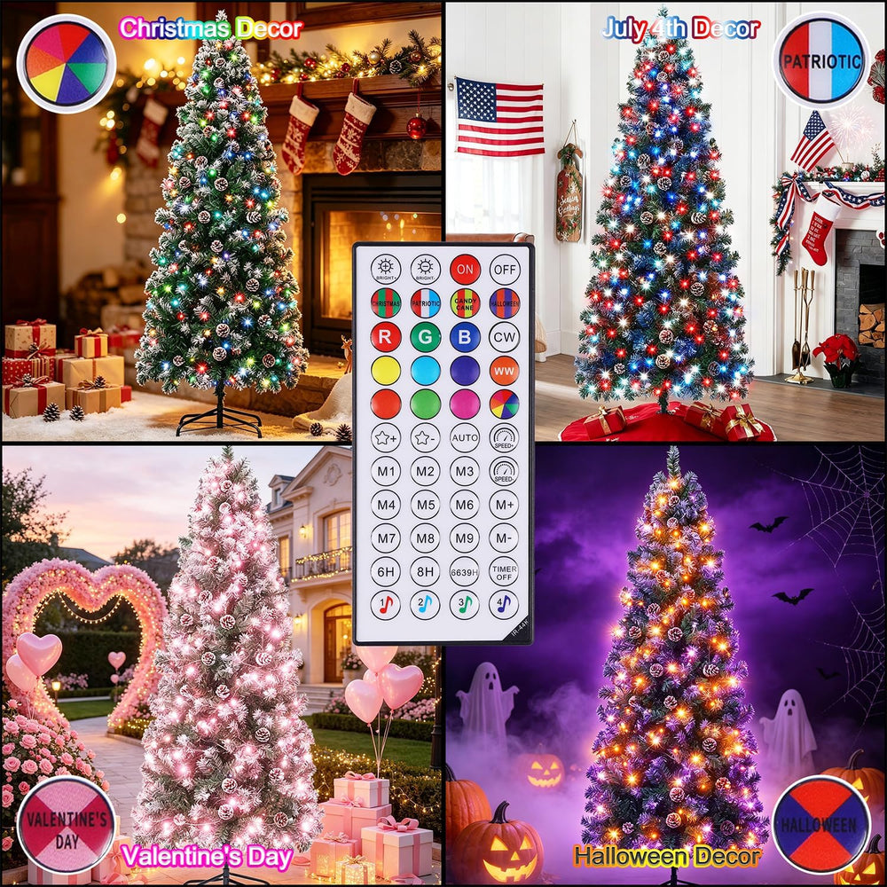 Juegoal 7.5FT Pre-Lit Pencil Christmas Tree with 305 LED Smart RGB Lights