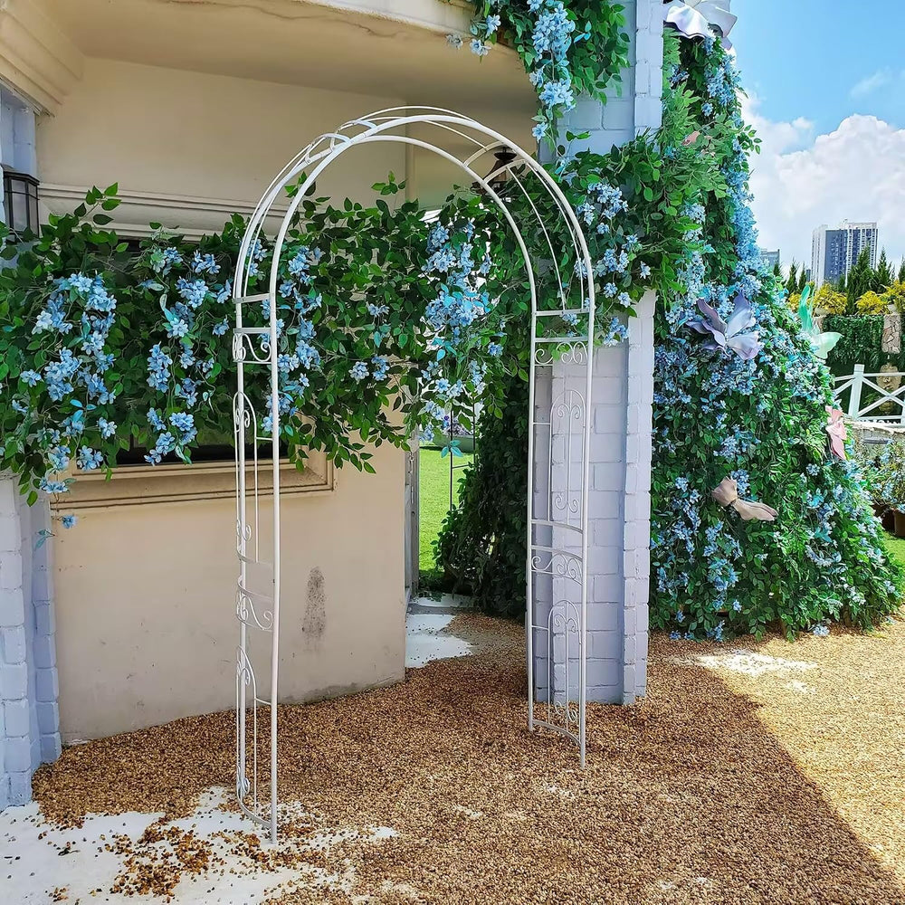 SCENDOR Heavy-Duty Metal Garden Arch with Lattice Panels for Rose & Wedding