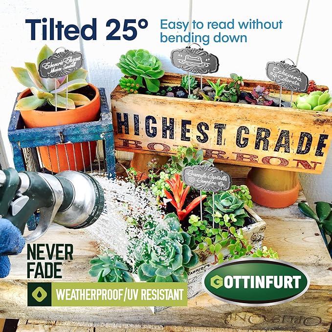 Updated Metal Plant Labels for Garden, 25 Pack Stainless Steel DIY Plant Markers Waterproof for Flowers Pots, Vegetables, Seedlings