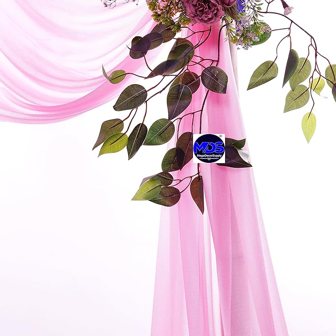 MDS Halloween Chiffon Draping Fabric - 2 Panel, 30" Wide x 40ft Long - Sheer Spooky Arbor & Canopy Drapery for Haunted House Backdrops, Party Ceilings, DIY Costumes & Themed Events - Bubblegum Pink (Pack of 2)