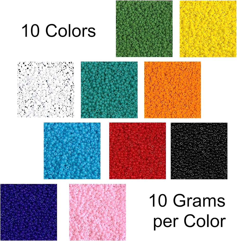 Set of 10 Colors - Miyuki Size 11/0 Round Seed Beads, 100 Grams - Basic Opaqu...
