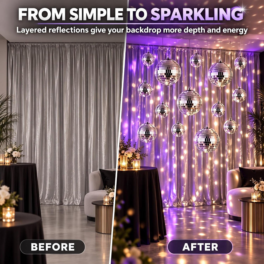 Libima 12 Pcs Silver Disco Ball Set, Multi Size, 6'', 4''
