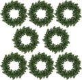 Dingion 8 Pcs 10 Inch Christmas Cedar Wreath for Front Door Indoor Outdoor