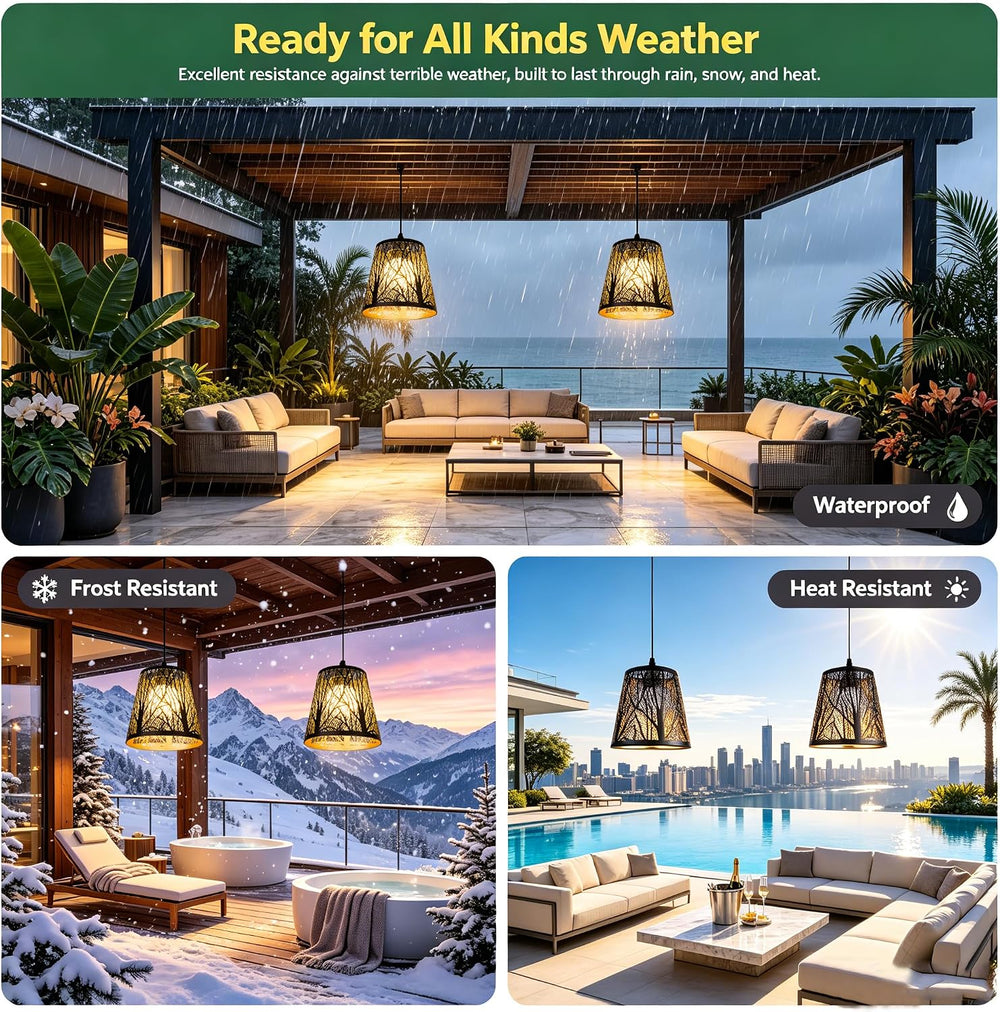Solar Hanging Chandelier, Outdoor Light with Remote Control