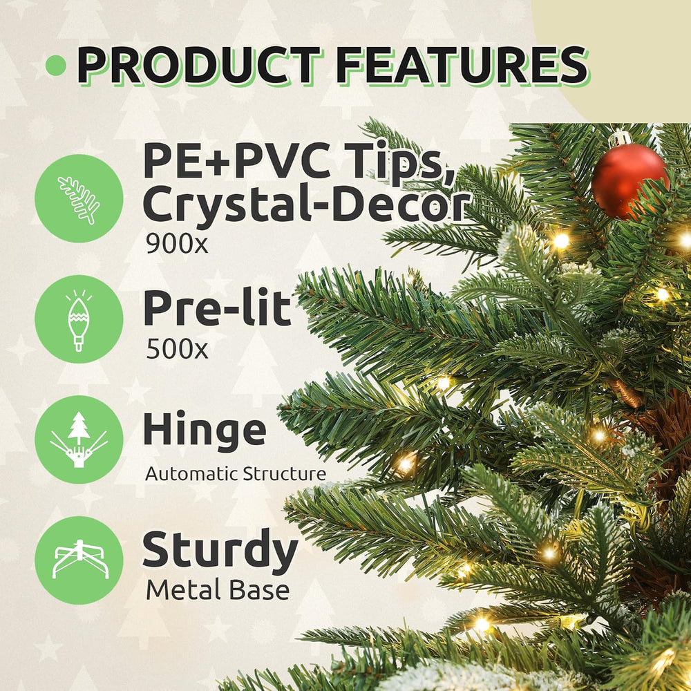 Prelit Aspen Fir Christmas Tree 6.5ft with Remote