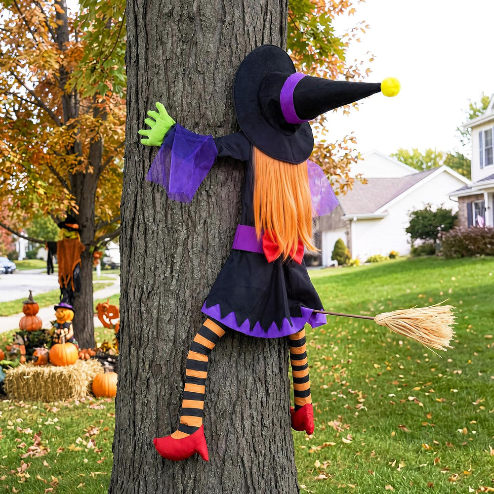 JOYIN 56'' Crashing Witch Halloween Tree Decorations Outdoor, Flying ...