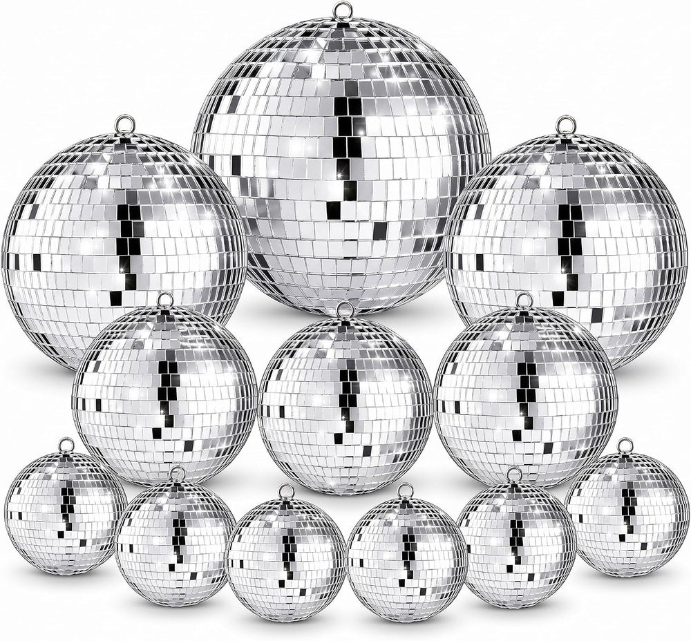 Libima 12 Pcs Silver Disco Ball Set, Multi Size, 8'', 6'', 4&...