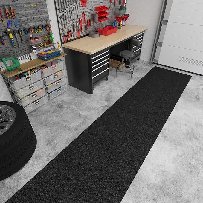 Ottomanson Commercial Scrape Rib Entry Mat – Heavy Duty Ribbed Floor Mat for High Traffic – Non Slip Rubber Back, Waterproof – Indoor Outdoor Use for Offices, Schools, Lobbies, 2' x 18', Black