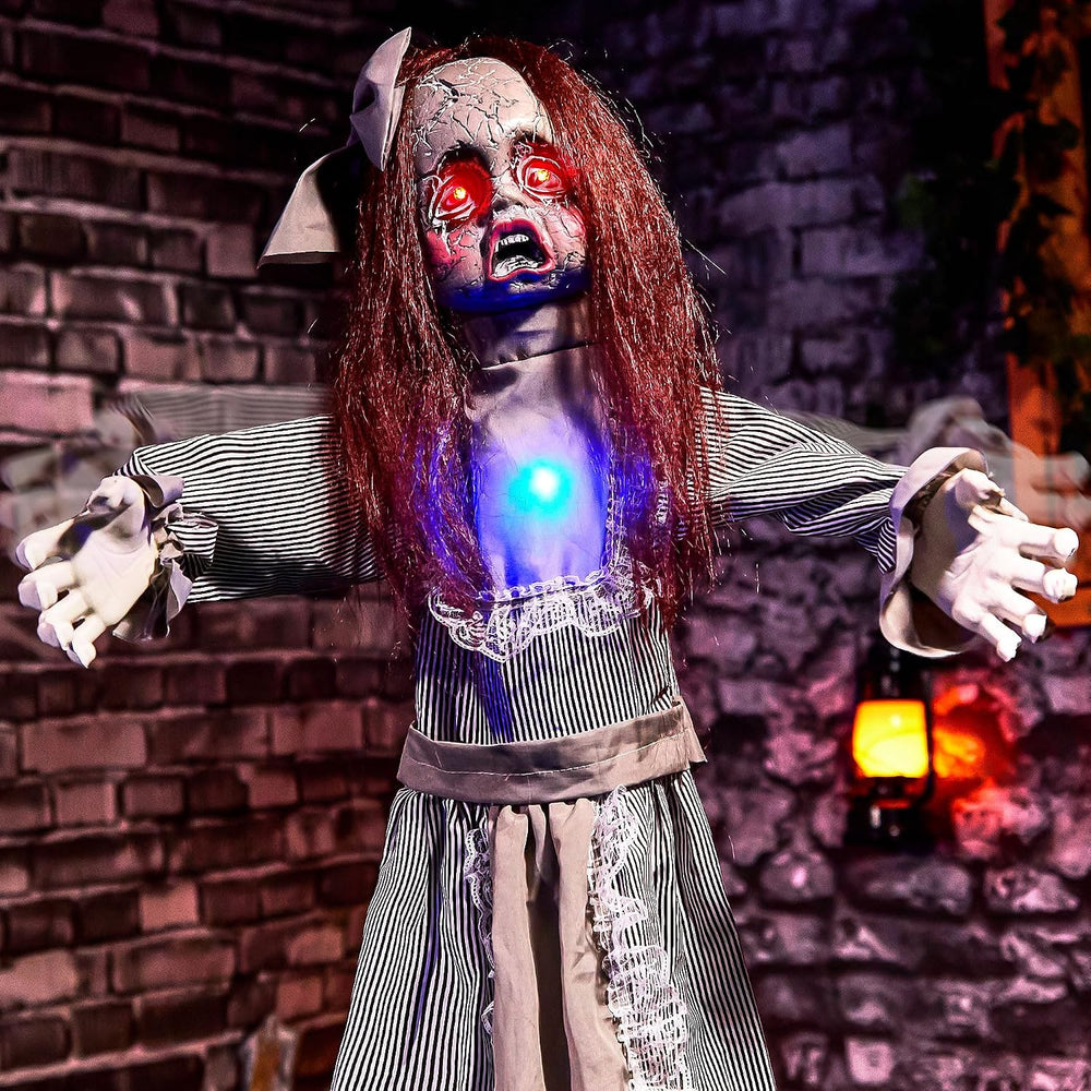 Halloween Animatronics 4ft Creepy Doll Decoration - 48inch Animated Scary Tal...