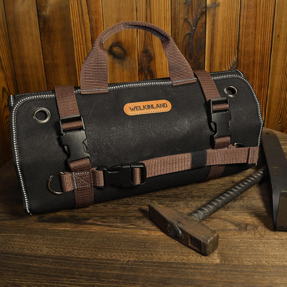 WELKINLAND Heavy-Duty Waxed Canvas Tool roll, 15-Pocket 15L Tool Wrap Roll
