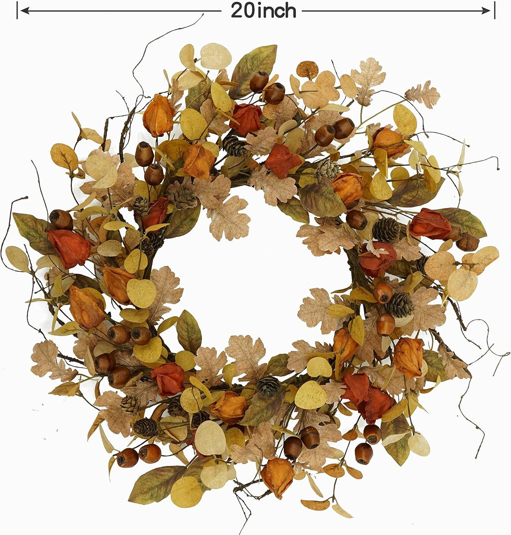 amf0resj artificial fall wreath for front door autumn, side view