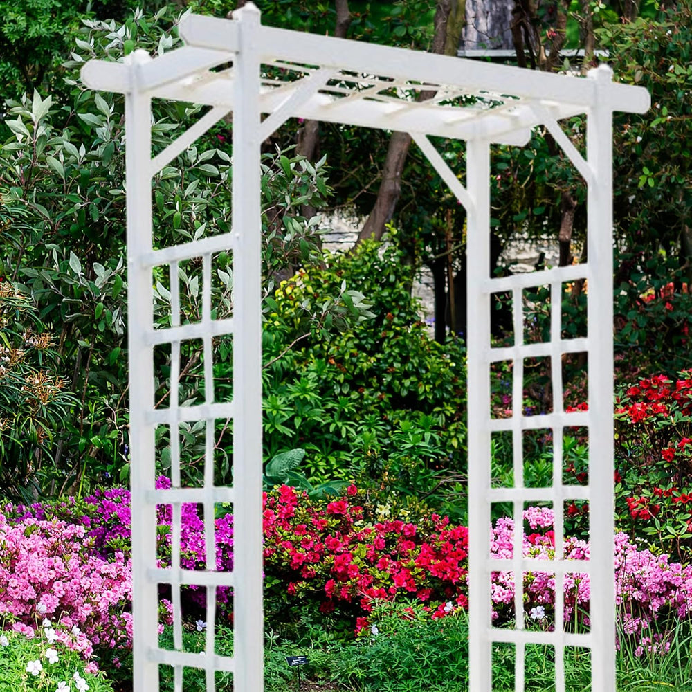 Dura-Trel Elmwood Garden Arbor Vinyl Archway, 57" x 85", White