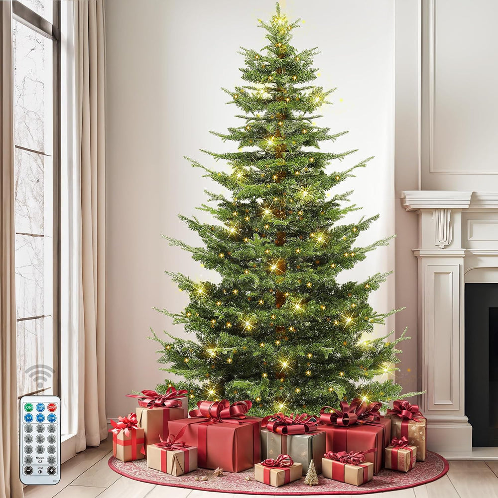 DWVO 7.5FT Pre-Lit Aspen Fir Artificial Christmas Tree 700 LED Remote Timer