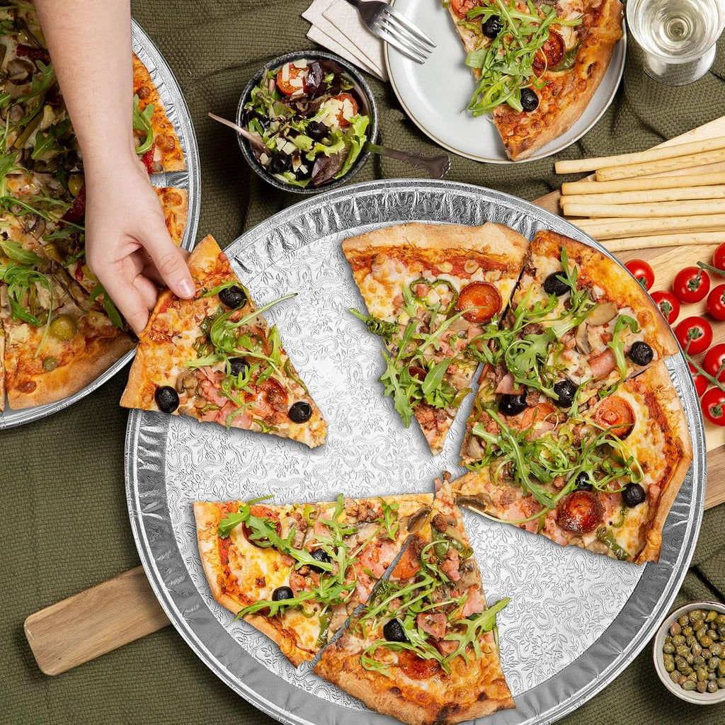 disposable pizza pans 14in, large aluminium foil serving, package contents