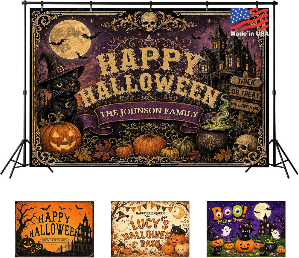 Custom Halloween Backdrop 10x6 Ft, Personalized Halloween Decoration Banner