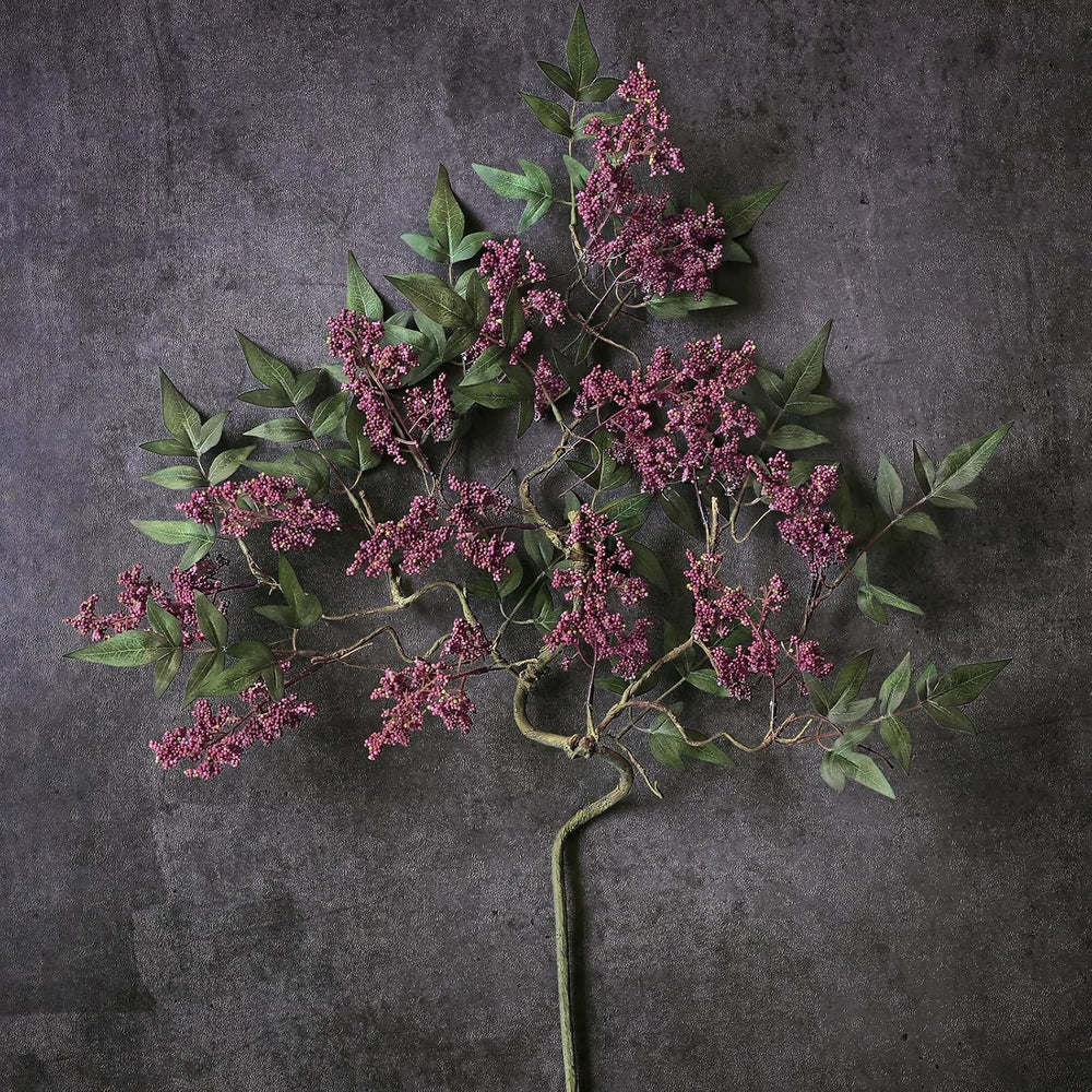 2Pcs 36"Realistic Artificial Nandina Berry Stems for Vase Decor(Dusty Plum)