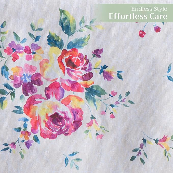 Maison d' Hermine Table Runner 100% Cotton Double Layer Table Runners 108 inches Long Decorative for Home Kitchen Dining Party Wedding Bridal Shower Spring Summer (Rose Garden, 14.50" x 108")