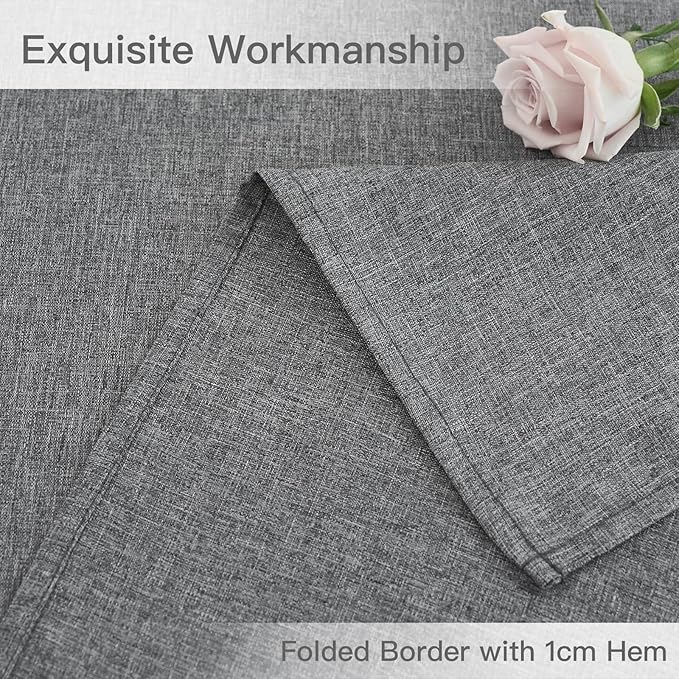 maxmill Rectangular Tablecloth Linen Texture Stain Proof Waterproof Wrinkle Free Spillproof Washable Fabric Table Cloth Farmhouse Tablecloths for Dining Room Party Holiday, 60 x 140 Inch, Dark Grey