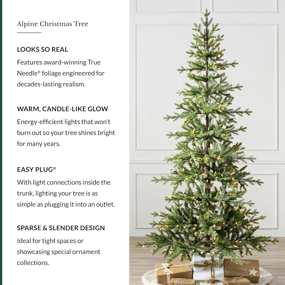 Balsam Hill 7ft Pre-Lit Alpine Christmas Tree - Sparse Artificial Christmas T...