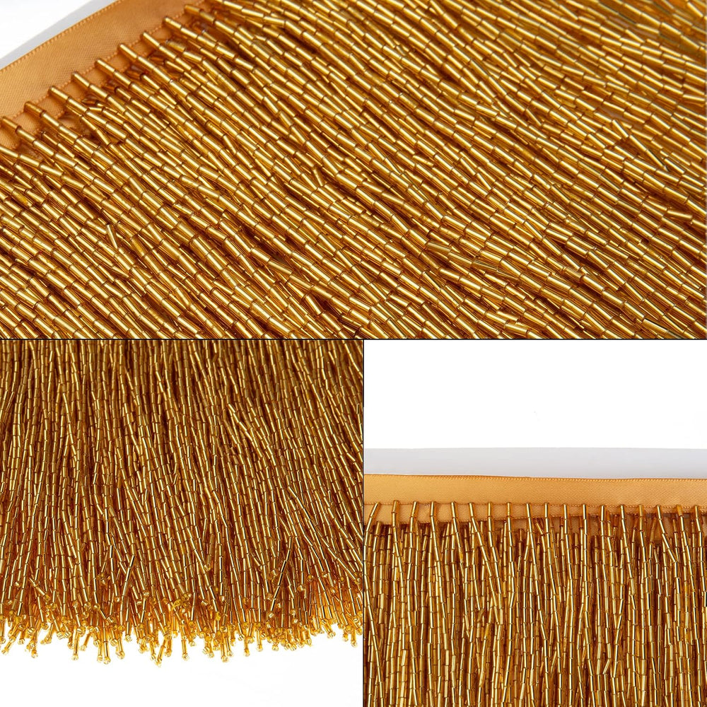 Beaded Fringe Trim,Ribbon Tassel Fringe Trim 6 Inch Wide 2 Yards Long for Cra...