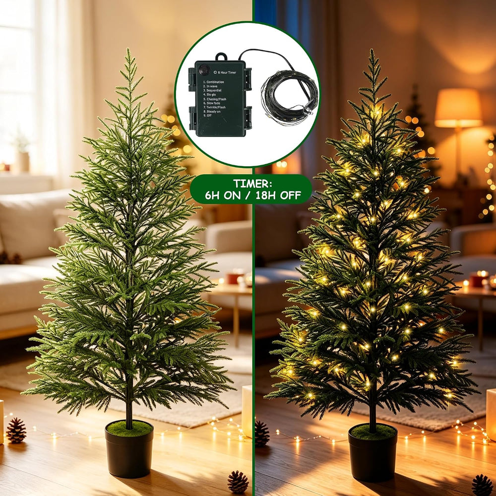 Cllayees 5FT Norfolk Pine Artificial Christmas Tree with Lights