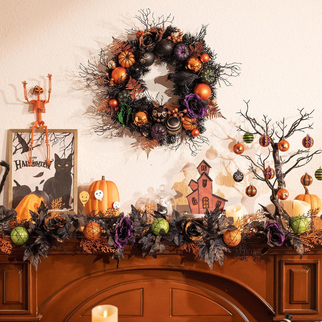Valery Madelyn 6ft Pre-Lit Halloween Garland for Mantle Party Decorations