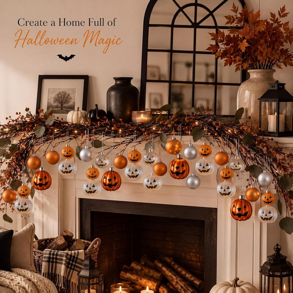 42 Pcs Halloween Ball Ornament Jack O Lantern Pumpkin Tree Decor