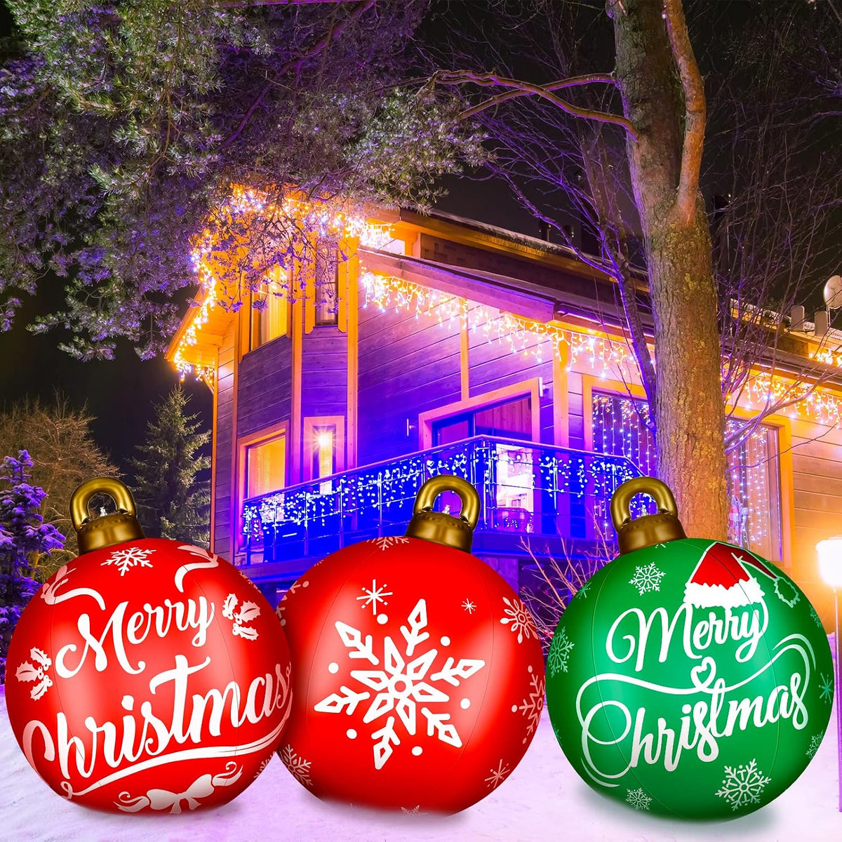 jetec 4 pcs giant inflatable christmas ball, cute, close-up detail