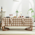 EVERLY 100% Yarn-Dyed Linen Rectangle Tablecloths 60x144Inches for Dining,Buffet Parties,Picnic,Events and Restaurants,Decorative Halloween,Thanksgiving Machine Washable Tablecloths-Brown Plaid
