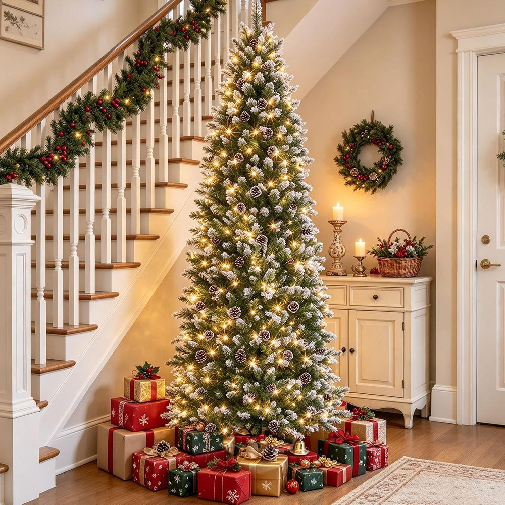 GarveeHome 6 ft Pencil Prelit Christmas Tree, PVC Xmas Tree