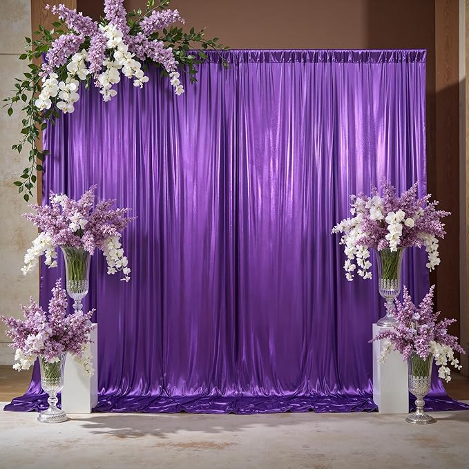 20x10ft Thick Purple Glitter Backdrop Curtain Panels for Parties, Wrinkle Free Sequin Sparking Photo Backdrop Drapes, 4 Panels 5x10ft Shimmer Back Drop Cloth for Wedding Birthday Photography