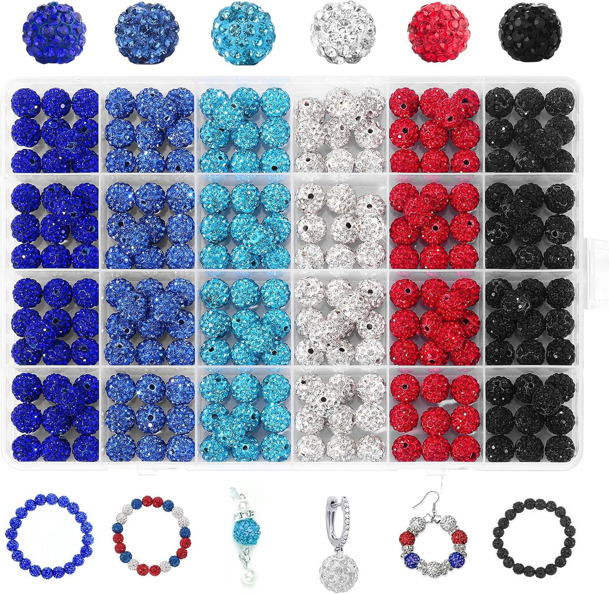 Novani 240pcs 10mm Rhinestone Beads for Craft Sparkle Blue Baseball Beads