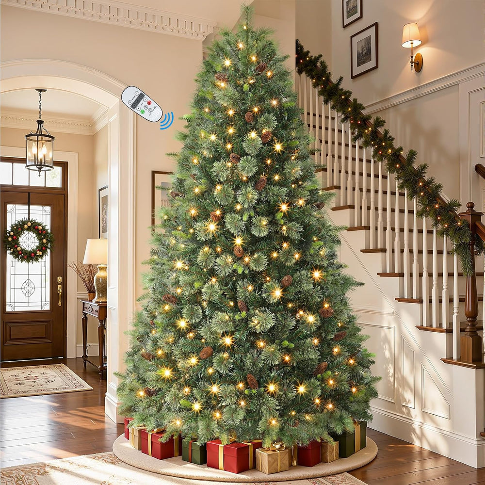 7FT Artificial Prelit Pre-Decorated Christmas Tree with Remote, Timer