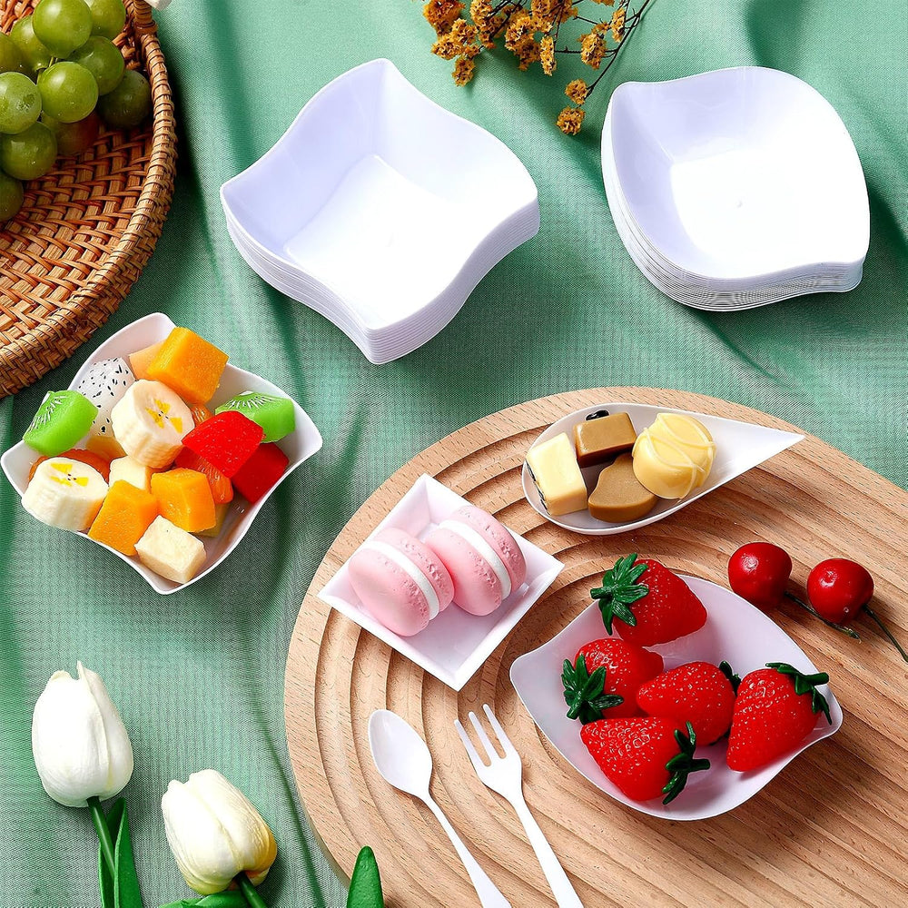 800 Pcs Mini Appetizer Plates Disposable, Classic Style, White