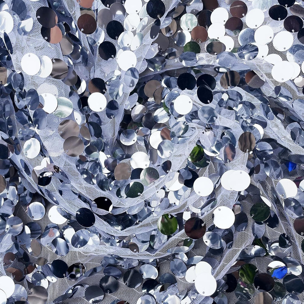 9FTx10FT Silver Sequin Backdrop 1 Panel,18MM Large Payette Sequins Backdrop, ...