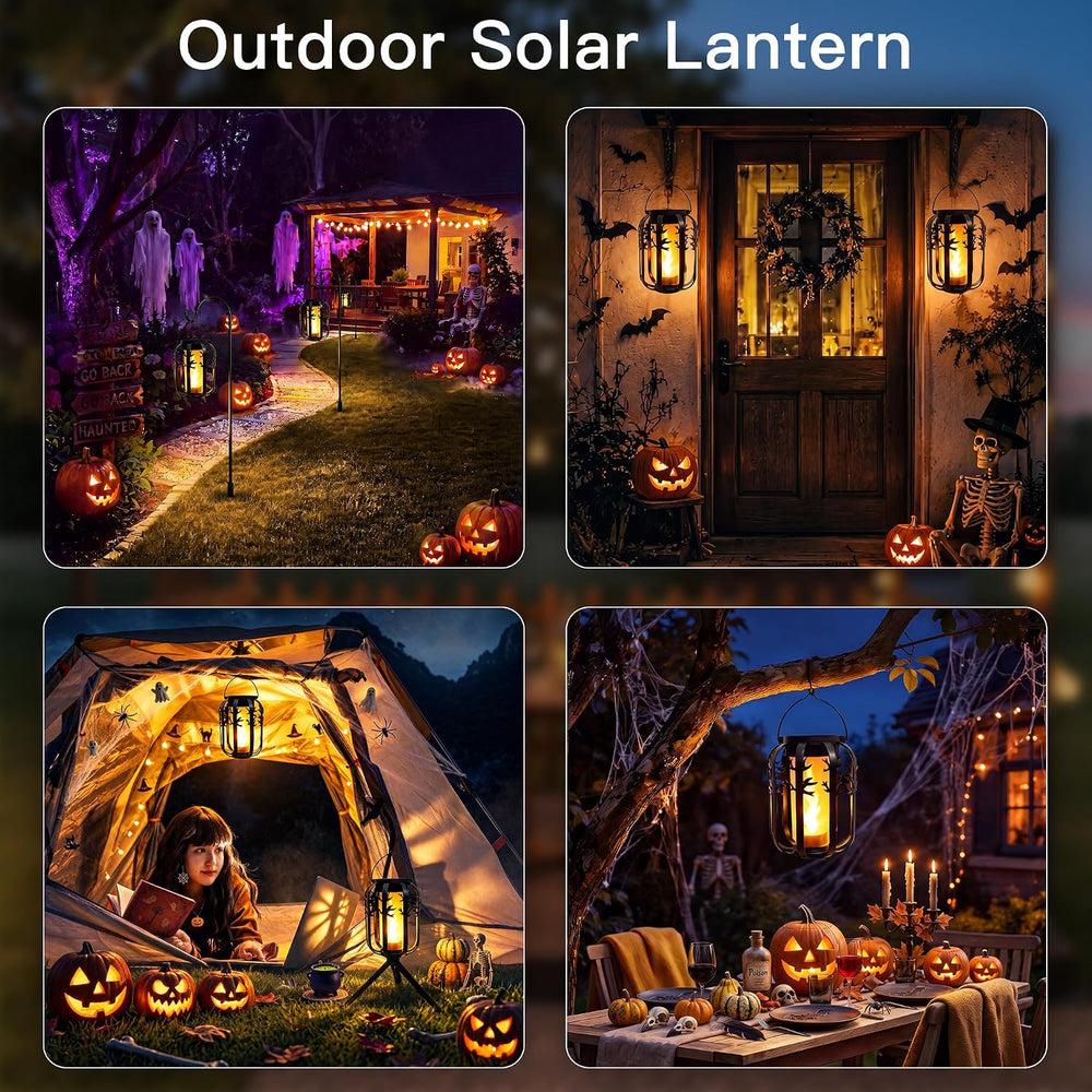 Halloween Solar Lanterns Outdoor 4Packs 4 Lighting Modes USB-C Rechargeable