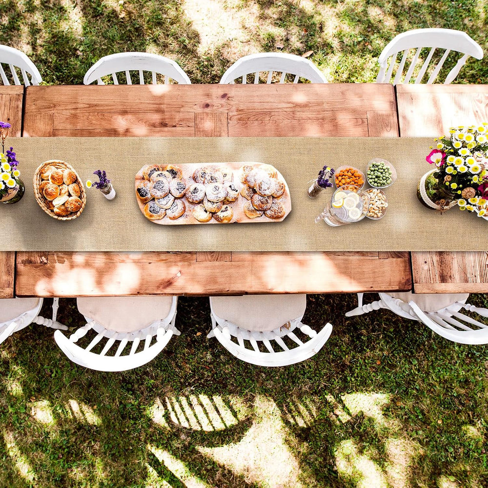 Buryeah 12 Pack Burlap Table Runners 12x71 Inch Rustic Farmhouse Wedding