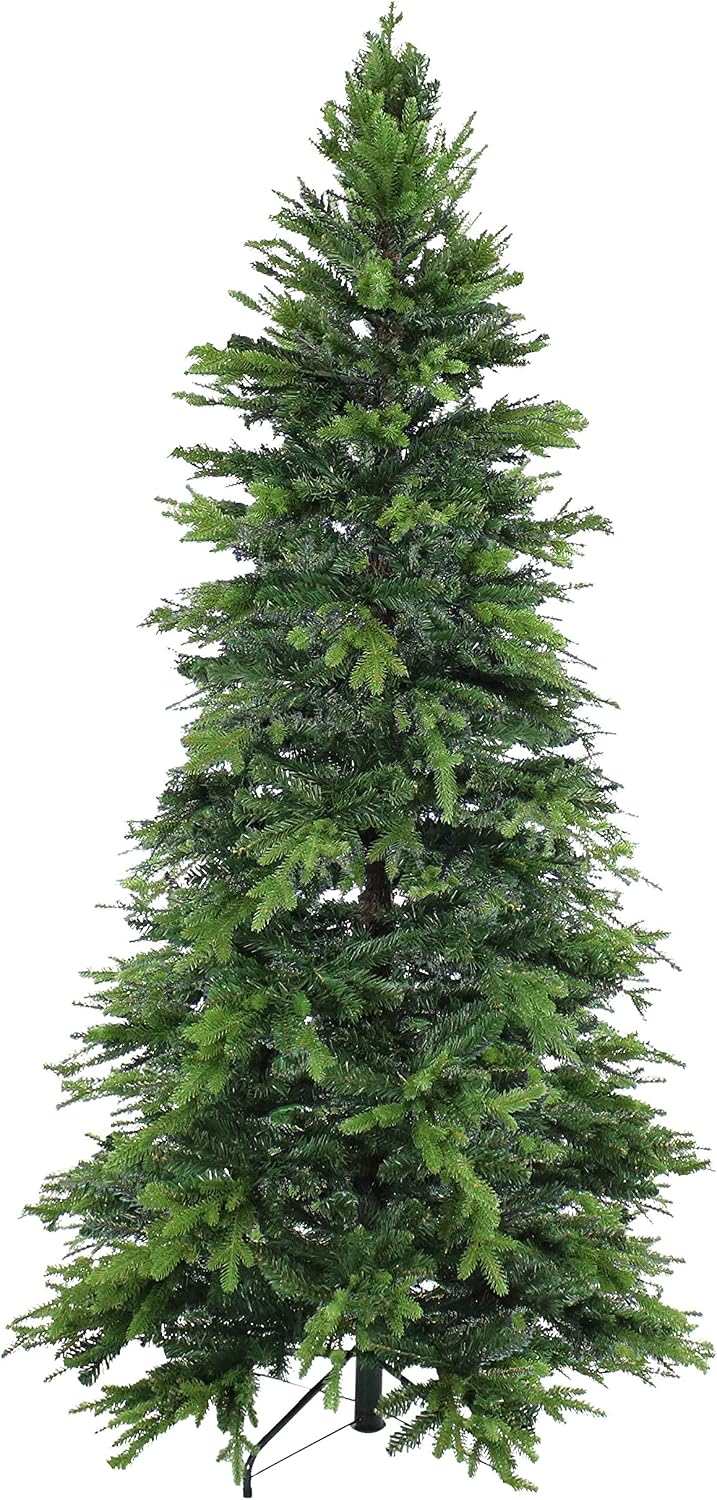 Sunnydaze 7 ft Stately & Slim Unlit Artificial Christmas Tree, Green