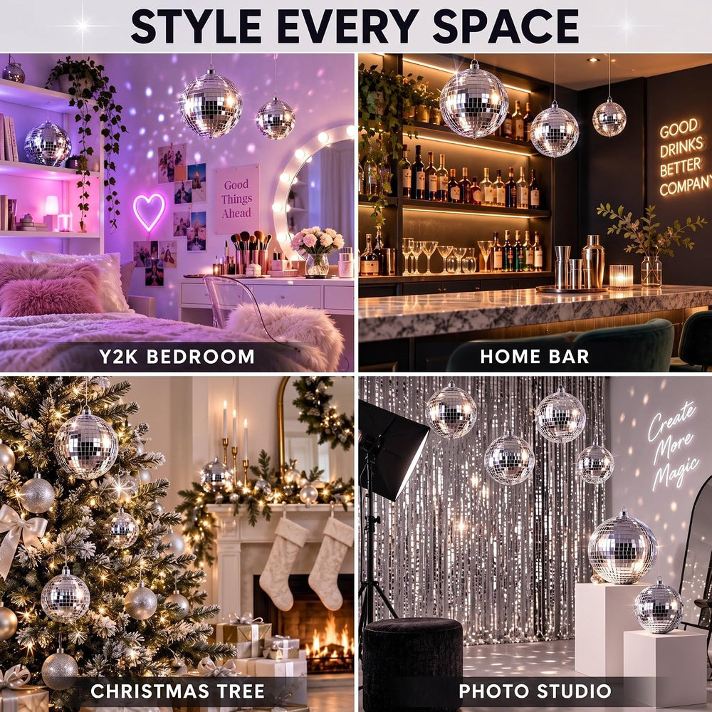 Libima 12 Pcs Silver Disco Ball Set, Multi Size, 6'', 4''