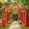 Arch Drapes for Wedding Arch Draping Fabric 6Panels Terracotta Sheer Backdrop Curtain for Ceremony Bridal Party Decor 19Ft Length x 28" Width