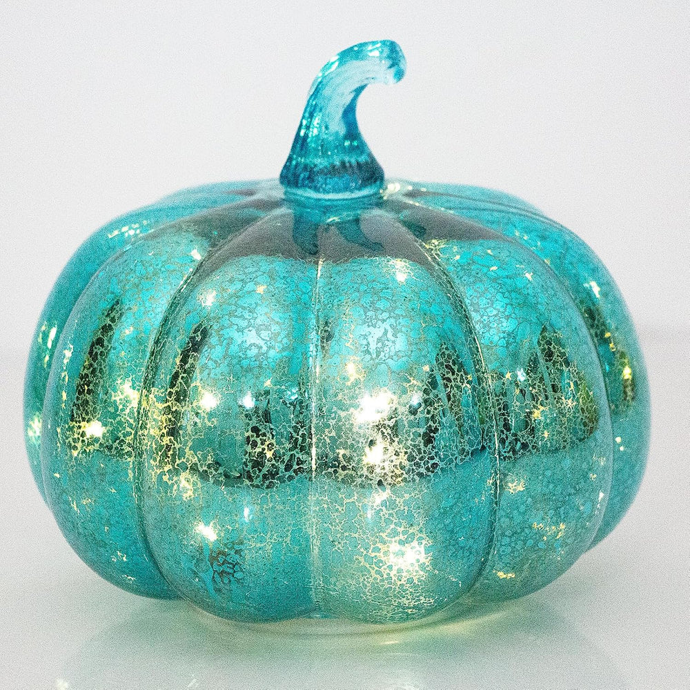 Fall Decorations for Home,Mercury Glass Pumpkin Lights with Timer(Blue)