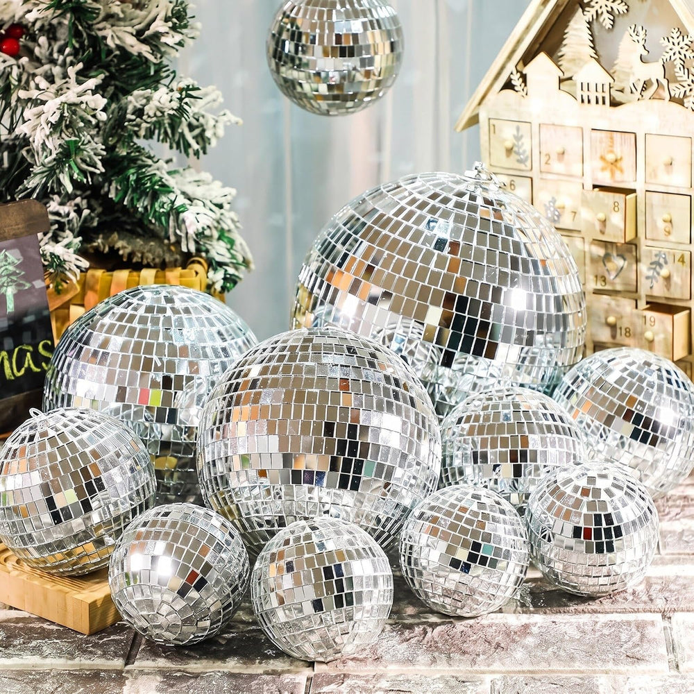 Libima 12 Pcs Silver Disco Ball Set, Multi Size, 8'', 6'', 4&...