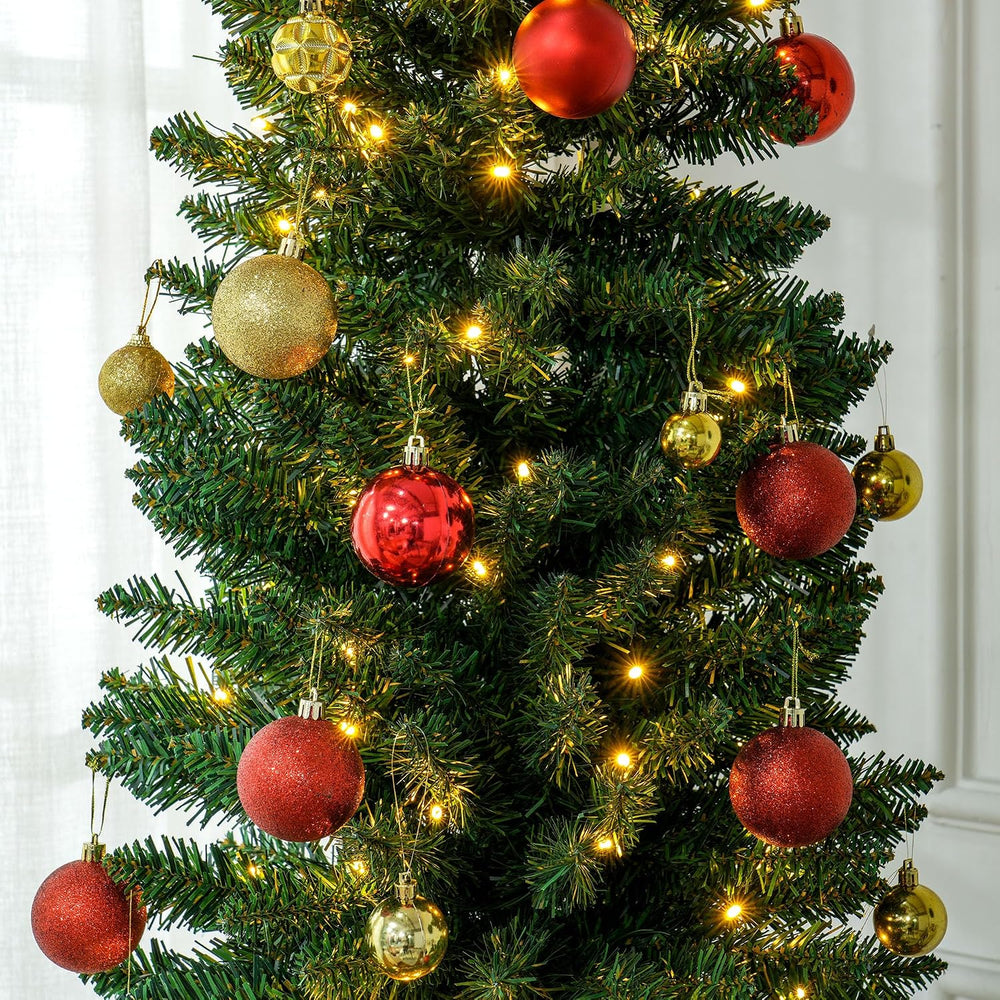 HOMCOM Noble Fir Artificial Pencil Christmas Tree Prelit 8' Green