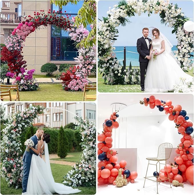 Wokceer Wedding Arch 8.5FT Round Backdrop Stand Metal Circle Balloon Arch Frame Stand for Wedding Ceremony Birthday Party Bridal Shower Anniversary Candy Tables Decoration
