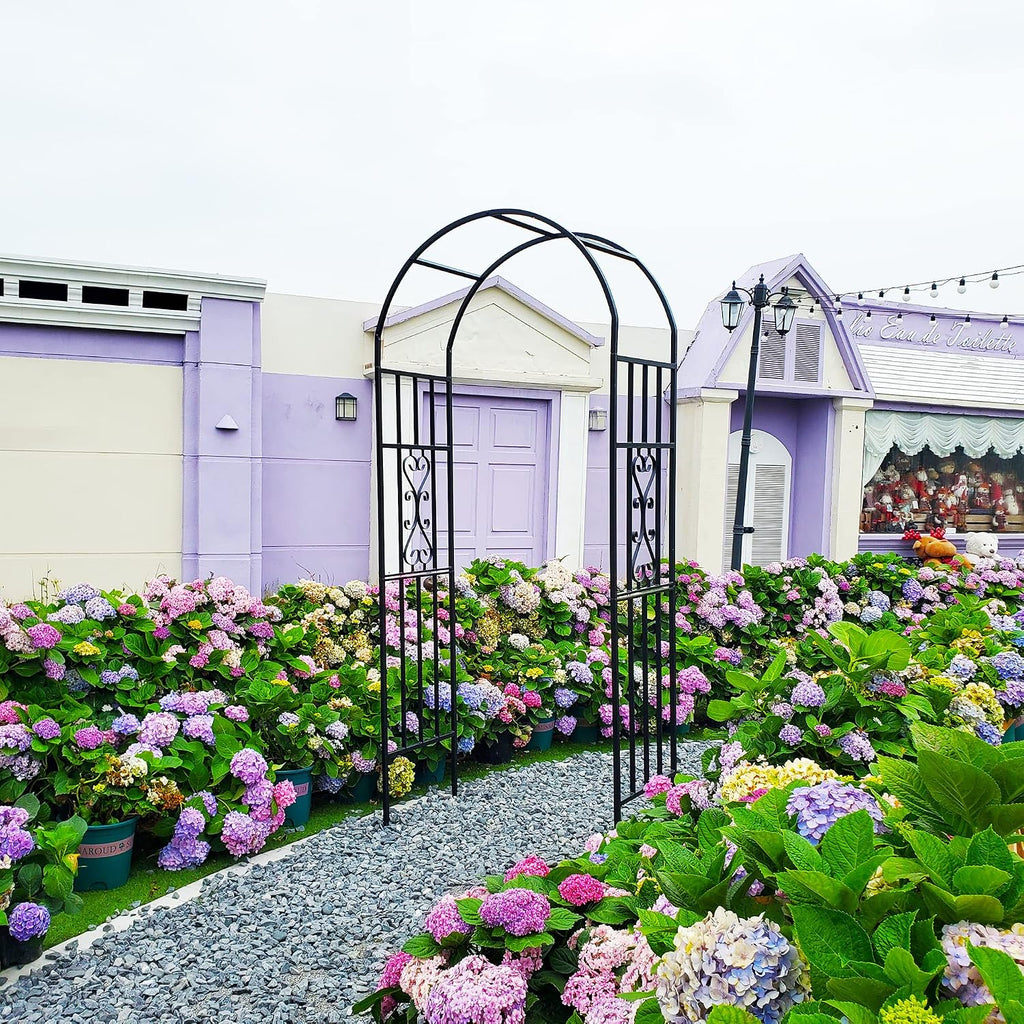 Metal Garden Archway, 100"H x 45"W Curved Arbor for Climbing Plants