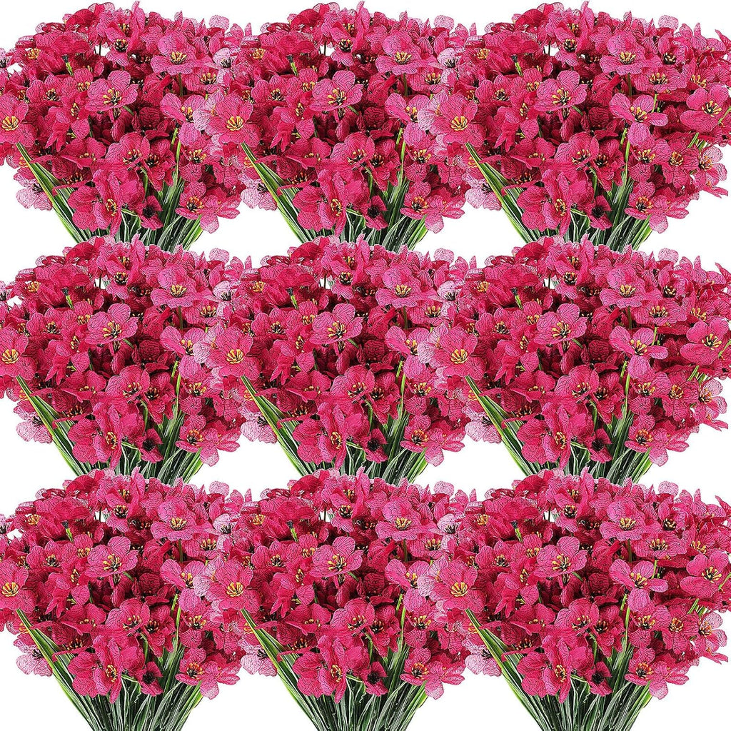 Lyrow Violet Artificial Flowers, Cluster, Rosy