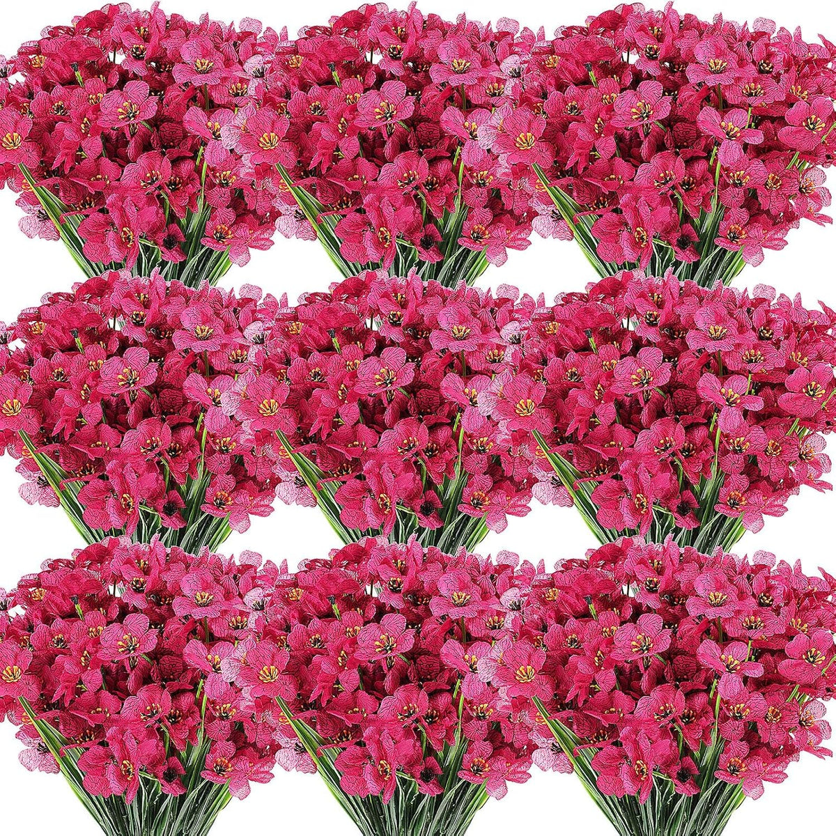 Lyrow Violet Artificial Flowers, Cluster, Rosy